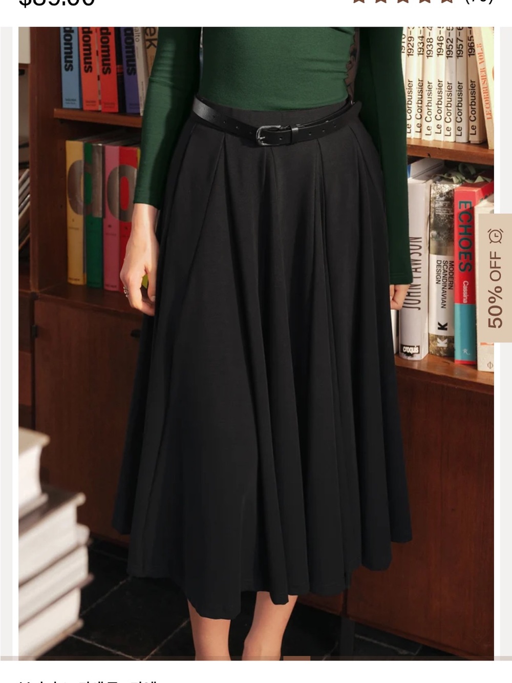 OGL Black Midi Pleated Circle Skirt